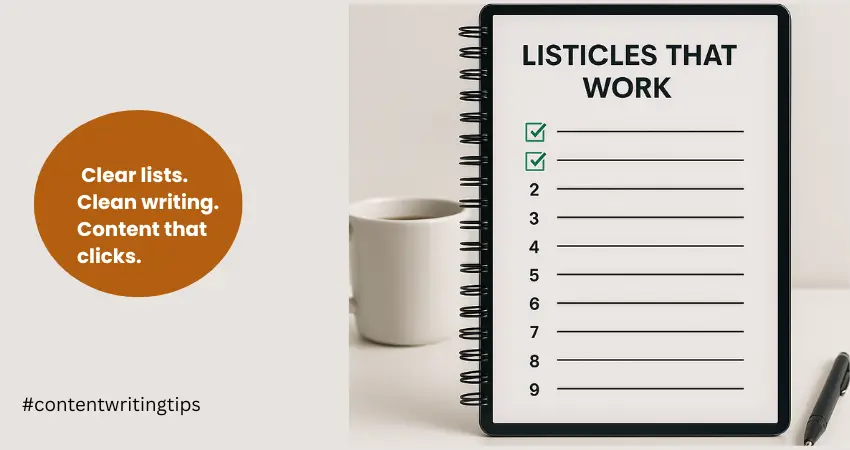 Clear lists. Clean writing. Content that clicks.